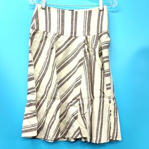 GAP Cream and Brown A-Line Pleated Skirt
